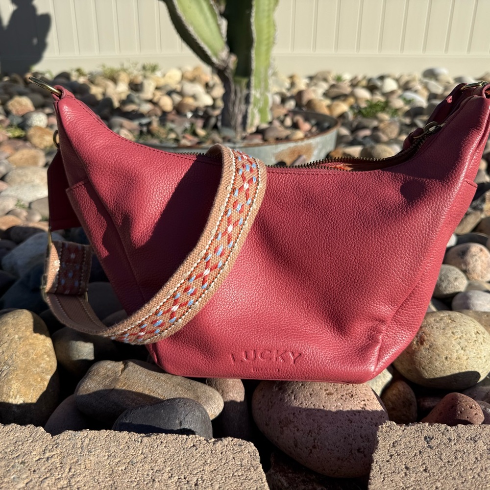Lucky Brand Pink Crossbody Bag with Gold Hardware